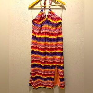 70’s vibe crochet halter dress